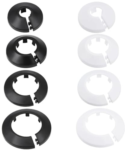 Wasserrohr-Abdeckung, Dekoration, 20 Stück, Rohrmanschette, PP, Heizkörperrosette, Rohrabdeckung, Dekoration, weiß, schwarz, zum Aufstecken (schwarz, 50 mm)