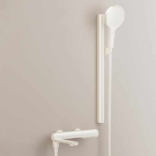 XJTNLB Grifo Bañera y Ducha 15 cm Grifo Monomando Ducha Leche Blanca con Barra Pared Giratorio de 90° Mezclador Agua Fría y Caliente