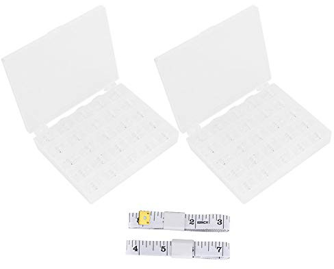 Nähspulen, Spulen, transparent, 50 Stück, leere Kunststoffspulen mit Maßband und Aufbewahrungsbox für Heimnähmaschinen-Zubehör