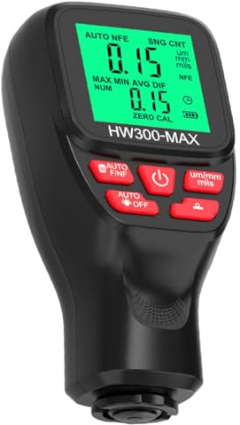 HOUDERCO Schichtdickenmessgerät Lackschichten Messgerät mit Hintergrundbeleuchtung Portables Digitales Dickenmessgerät für Auto Lacke mit Hoher Messgenauigkeit und Kompaktem Design