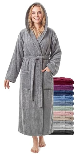 JAZZYLAB Badrock Dam Lång med Luva 100% Bomull Frotté 380 g/m² Bastu | Skön mjuk känsla mot huden och hög absorptionsförmåga för avkoppling efter dusch eller bad - en perfekt present till henne