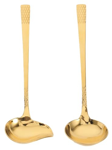 Toyvian Cuchara para Salsa de Acero Inoxidable 304 con Vertedor Creativo Cuchara Pequeña para Servir Aceite y Salsas Utensilio Multiusos de Cocina Color Dorado para Uso Doméstico