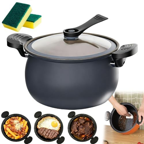 Multifunctional Large Capacity Non-stick Pressure Cooker, Versatile Micro-Pressure Cooking Pot, Microwave Pressure Cooker for Slow Cook, Sear & Saute, Keep Warm (Gray)