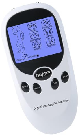 TOBBOMEY Appareil de Massage Musculaire Multifonction Dc Mini Masseur Corporel Blanc Double Canal Stimulation pour Épaules Jambes Taille et Pieds Électrostimulation et Kinésithérapie