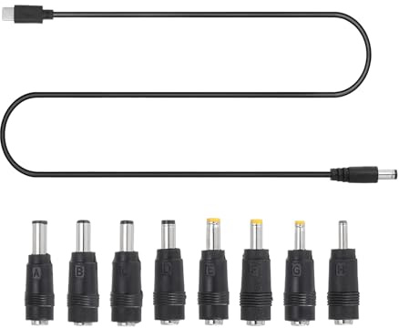 sourcing map USB C to DC PD Adapter with 8 Connector Tips, 1.18m/3.9ft 5V 9V 12V 15V 20V PD Trigger Cable Type-C to DC Power Cable Charger Converter for Routers, Laptop, Speaker