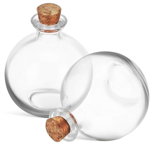 Toddmomy Set 2 Pezzi Barattoli per Terrario in Vetro da 250ml con Tappo in Sughero, Superficie Liscia e Forma Sferica per Contenitore Piante Hydroponic