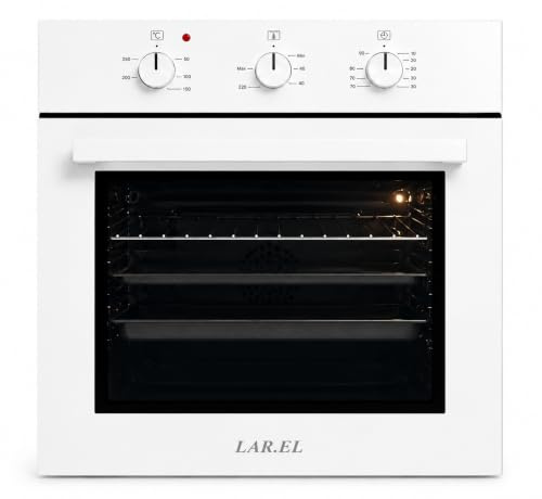 Forno da Incasso BIANCO LAR.EL 60 cm Elettrico Ventilato Turbo 5 Funzioni con Termostato Timer Meccanico Luce Interna Doppio Vetro Leccarda e Griglia