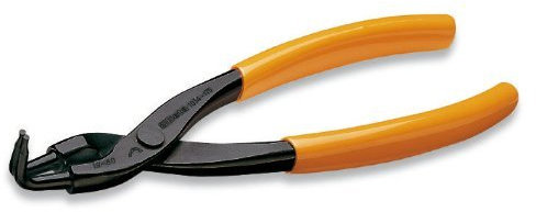 Pince à bec courbé à 90° pour anneaux élastiques de sécurité. Pour trous poignées recouvertes de PVC - 130 x 0,9 mm