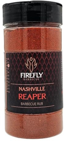 FireFly Barbecue Nashville Reaper Hot BBQ Rub – Carolina Reaper & Nashville Hot Chicken Seasoning – Extreme Heat – Gluten Free – Ideal for Wings, Chicken & Pork – 300ml