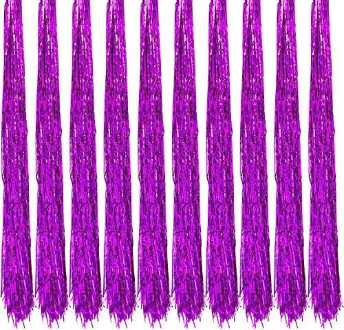 Oblique Unique® 10x Lametta Glänzend 100cm für Weihnachtsbaum Baumschmuck Weihnachtsdeko Weihnachten Party Feier Deko Silber Gold Weiß Schwarz Pink Lila Blau Grün - Farbe Wählbar (Lila)