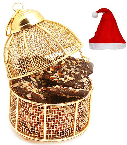 Ghasitaram Gifts Christmas Gifts Christmas Chocolates Golden Cage with English Brittles 200 GMS