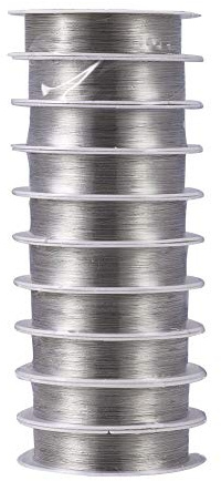 Beadthven Kupferdraht, 10 Rolle, 0,3 mm, anlaufgeschützt, silberfarben, 200 m lang, biegbar, für Schmuckherstellung, Blumenherstellung, Verpackung, Anhänger, 20 m Rolle