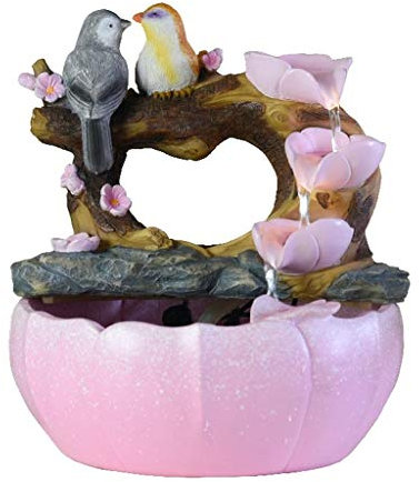 Relaxation Desktop Fountains Garden Vintage Bird Tabletop Garden Fountain Indoor Outdoor Portable Tabletop Decorative Zen Meditation Waterfall Kit Includes Submersible Pump Interior Water Feature