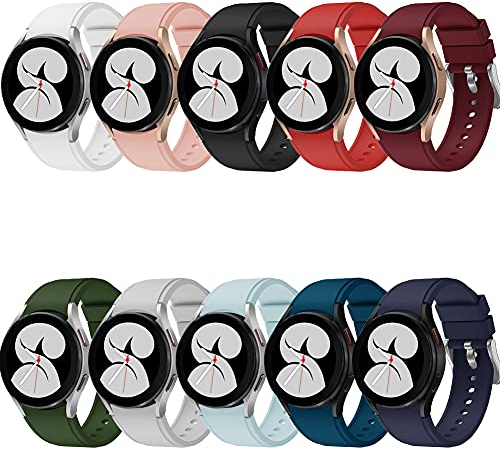 FunBand Kompatibel mit Galaxy Watch 5 Watch 4 40mm / 44mm & Watch 4 Classic 42mm / 46mm Armband, 20mm Weiches Silikon Ersatzband Verstellbares Armbänder für Galaxy Watch 42mm / Galaxy Watch 3,10 Pack