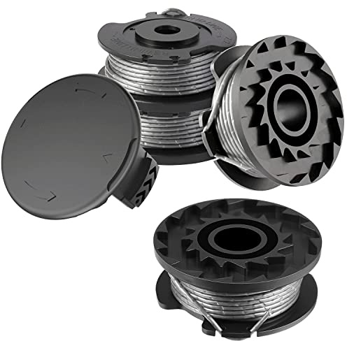 Rasentrimmer Spule,4 Stück Φ1,65 mm 4,9 m F016800569 Nylon Ersatzspule + F016F04557 Spulenabdeckung,Akku Rasentrimmer Fadenspule für Bosch ART 23 SL/ART 26 SL