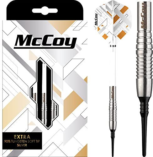 McCoy Darts D6098 Xtra | Premium 90% Wolfram Soft Tip Darts Set | Silber 20g