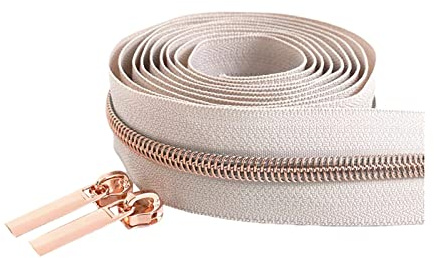 2 Meter 5# Rosegold Zähne Reißverschlussschieber Nylon Reißverschlüsse Zelt Kleidung Reparatur Kits DIY Nähzubehör, Beige, 2 Meter + 4 Schieber