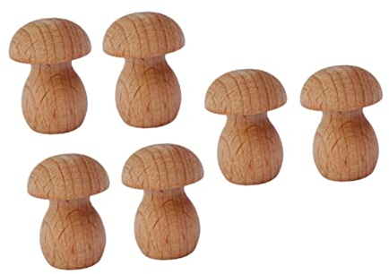 FOYTOKI 6stücke Mini-holzpilz Mikro-landschaftsdekoration Aus Holz Miniaturpilz Für Desktop-ornamente Holzpilz Zum Bemalen Und Dekorieren Mit Topfmoos-dekor