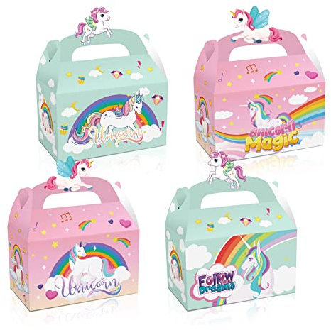 12 Pack Einhorn Geschenkboxen Party Gunst Regenbogen Party Treat Thema Süßigkeiten Goodies Boxen für Kinder Geburtstag Baby Shower