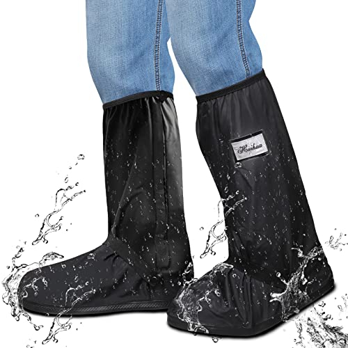 Schuhüberzieher Regenüberschuhe Wasserdicht Schuhe Überschuhe für Männer Frauen, Outdoor Rutschfester Schuhüberzieher Regenschutz Regenschuhe für Regen Schnee Staub, Wiederverwendbar, Schwarz M