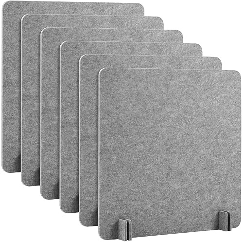 Kisston Akustik-Schreibtisch-Trennwand, 61 x 61 cm, freistehend, Sichtschutz, Geräusch- und visuelle Ablenkungen, reduziert Tischteiler für Studenten, Empfang, Büro, Hellgrau, 6 Stück