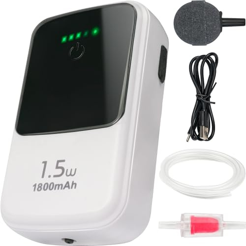 Ghosthorn Silent Dual Operating Mode Rechargeable Aerator for Fish, Large Capacity Aquarium Air Pump with Universal Clip for Most Bait Buckets 1800mAh