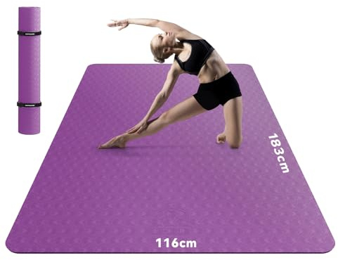 HAPBEAR Grand Tapis de Yoga - 183x122x0.6cm, Antidérapant, Durable, Écologique, Tapis de Sport et Large pour l'Entraînement à Domicile, Yoga, Pilates, Stretching, Méditation