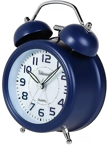 Despertadores Reloj despertador de doble campana de 3 - Alarma fuerte con retroiluminación - Ideal for personas que duermen mucho - Reloj analógico de cuarzo con pilas Despertadores de Mesilla ( Colo