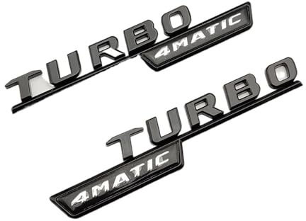 NIBOTT 3D Schwarze Chrom-Buchstaben for Auto-Logo-Aufkleber passend for Mercedes A45S AMG W177 Zubehör Turbo 4matic Emblem Heckkoffer-Abzeichen (Color : TB Black 2pcs)