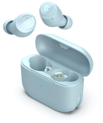 JLab Go Air Pop+ True Wireless Earbuds, In Ear Headphones, Bluetooth Earphones, 35H Playtime Ear Buds, Bluetooth Earbuds with Microphone, USB-C Charging Case, Dual Connect, EQ3 Sound, Light Blue