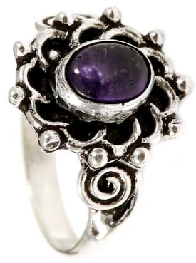 JEWELSTREZORO Anello in argento Sterling 925, per uomini e donne, in tutte le misure, realizzato a mano, TSR188, 74 (23.6), metallo prezioso Gemma, Ametista