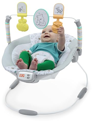 Bright Starts, Disney Winnie the Pooh Classic Pals Vibrierende Babywippe Babyschaukel mit Melodien & Spielzeug, Unisex, 0-6 Monate