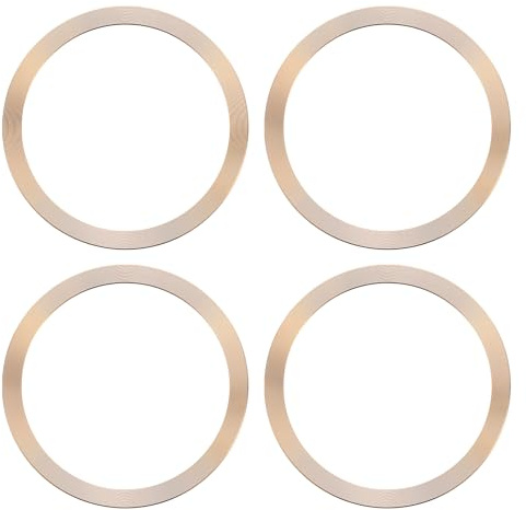 sourcing map Universal Metal Ring Sticker Wireless Magnetic Charger Magnet Ring Stickers 55x0.9mm(ODxT) for Phone Case for All Cellphones, 4 Pack, Sequin Gold