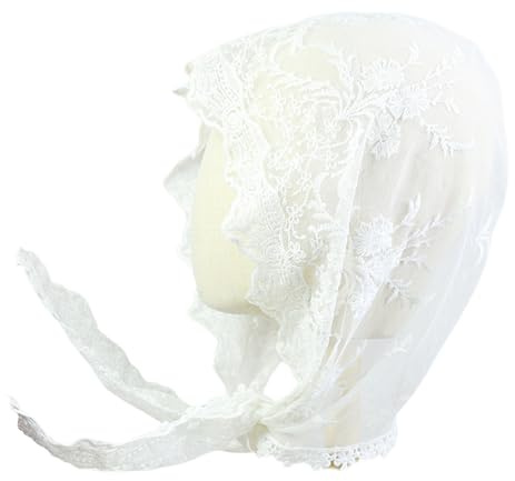 ZICHENXR Spitzenkopftuch, Mütze, Vintage-Stil, Mantilla-Schleier, Kopftuch für katholische Braut, Schleier, katholischer Haarschal, Kopfbedeckung, Strandurlaub, Bandanas
