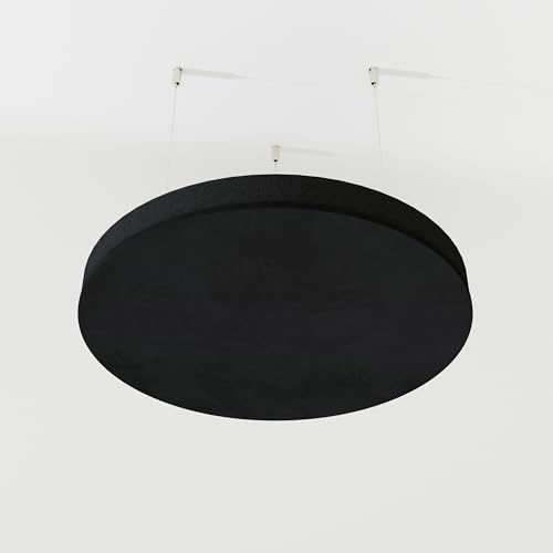 Lot de 2 panneaux acoustiques de plafond en velours « CIRCLES-Cinematic » avec kit de montage | Panneau acoustique décoratif en forme de nuage | Couleur : (Noir, CIRCLES)