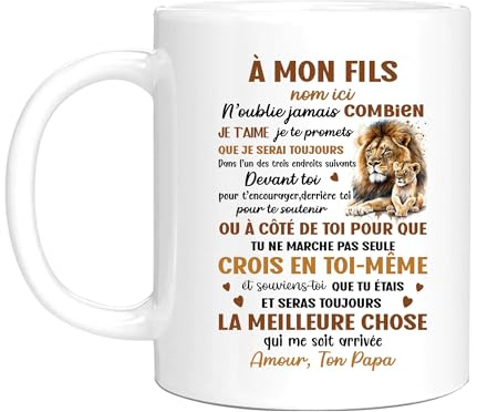 HALUMI Tasse mit persönlicher Botschaft mit Namen, personalisierbar, originell, personalisierbar mit meinem Sohn, ich vergesse nie, wie sehr ich dich liebe, Geschenkidee für Geburtstag, Weihnachten,