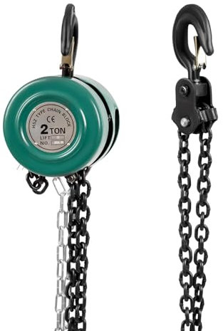 Qussse Paranco a catena manuale 2T, paranco a mano altezza massima di sollevamento 3 m per fabbriche magazzini cantieri (verde)