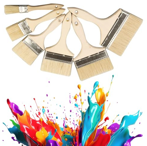 Mengger Pinceaux Set Professionnel Brosse de Peinture Pinceaux Plats Ensemble Bois Épilation à La Cire 6 Pièces