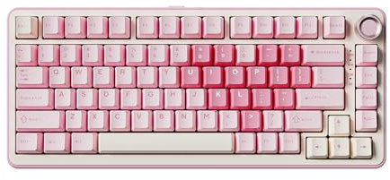 YUNZII B75 PRO Wireless Mechanical Keyboard,75% Layout with Knob,Hot Swap Gasket Custom Structure,Creamy Pre-lubed Switches,RGB Backlit,Bluetooth/Type-C/2.4G for Win/Mac(Cocoa Cream V2 Switch,Pink)