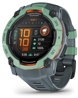 Garmin Instinct 3 50mm AMOLED – GPS-Multisport-Smartwatch, 1,3 AMOLED-Display, bis zu 24 Tage Akkulaufzeit, 80+ Sport-Apps, Health Coach, Multi-Satellitenempfang, LED-Taschenlampe, Notifications