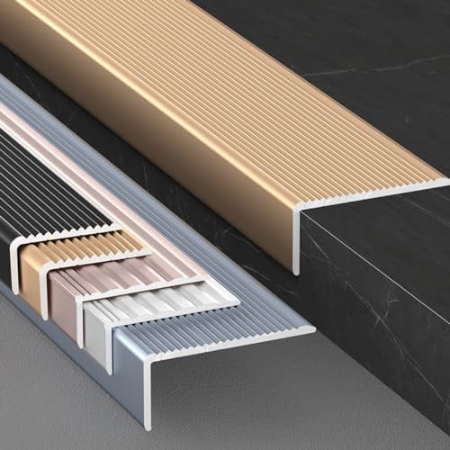 Treppenkantenprofil 2 mm – zum Aufkleben – Fliesen/Laminat/Holz, Aluminium auf Vinyl oder Teppich – Türschwellenprofil/-kante aus Metall