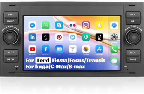 GOHHDL Android 13 Autoradio 2Din GPS Navi für Ford Transit Fiesta Galaxy Fusion Kuga C-Max S-Max, 7 Zoll Auto Bildschirm Radio mit WiFi GPS Bluetooth Mirror Link FM/RDS SWC EQ + AHD Rückfahrkamera&MIC