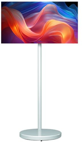 SHENGSHIYU Televisor Portátil 24 Pulgadas, Television Portatil con Ruedas 8 GB de RAM + 128 GB de Almacenamiento, Duplicación de Pantalla Portatil TV para Sala, Cocina, Dormitorio, Balcón, Jardín