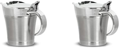 Sauce Boat 500ml Parete Isolata Salsiera In Acciaio Inox Scaldasalsa Salsa Brocca Con Coperchio Per Sugo Crema Salsa Insalata Salsiera con piattino