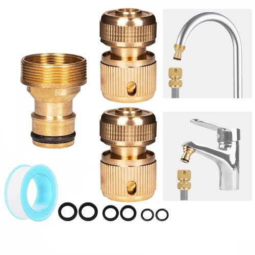 Brass Universal Kitchen Tap Hose Connector, Indoor Sink Mixer Tap Hose Connector Garden Hose Adapter for Kitchen Tap, Hose Pipe Connectors Fittings to Universal Sink Mixer Tap Adapter