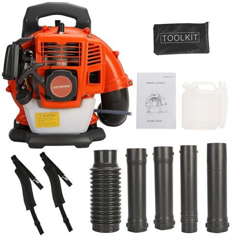 kamulouk Soffiatore Aspiratore per Fogliie A Scoppio 52CC, Tubo Regolabile, Alimentato A Gas, Efficace per Pulire Giardino, Parchi E Spazi Aperti Arancia