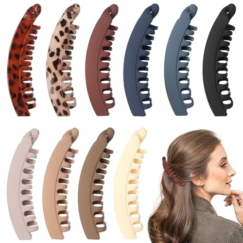 Banana Clip 10 Stück Bananenspange Haare Retro Banana Hair Clip Große Bananen Haarspange für Damen Mädchen (10 Colors)