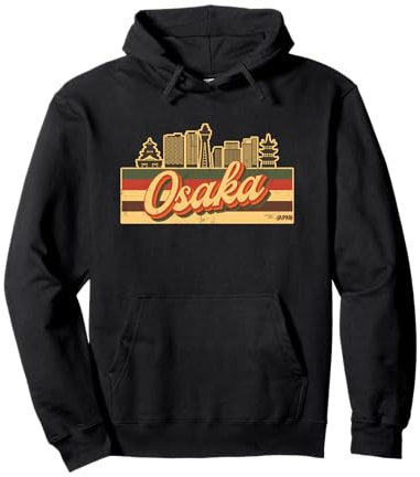 Osaka Skyline & Japan Retro Stripes - Orgullo japonés Sudadera con Capucha