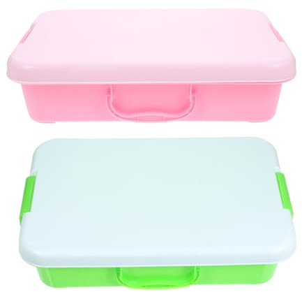 Beaupretty 2pcs Children’s Stackable Sand Tray with Lid Portable Ergonomic Handle Large Capacity Sensory Bin for Toys Water Activities Storage