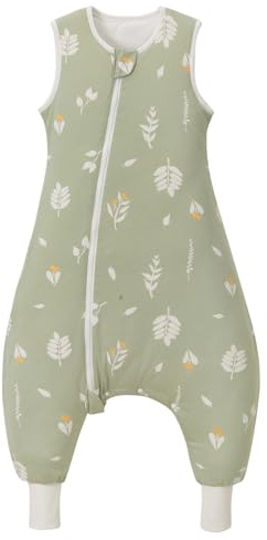 Nivolltha Super Soft Winter Baby Schlafsack mit Füßen 2.5 TOG, 100% Baumwolle Warmer Schlafsack mit Beinen für Kleinkinder, Blätter, Größe M
